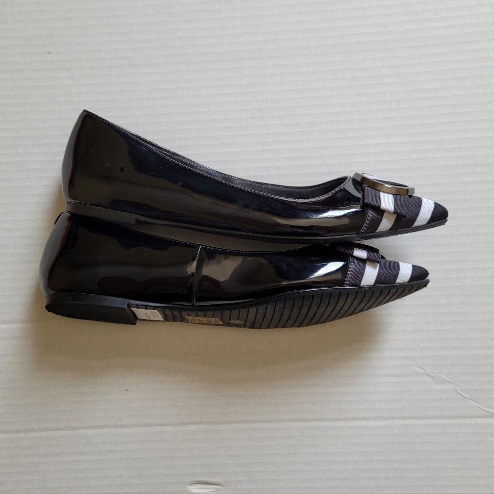 J Renee shoes black and white flats pointed toe patent leather preppy size 8 new - Picture 3 of 13